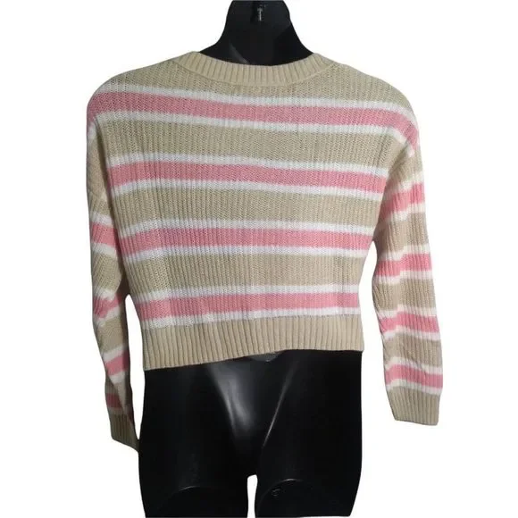 WILD FABLE WOMENS STRIPED V-NECK PULLOVER SWEATER- L - Picture 4 of 7